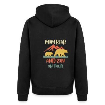 Mama Bear Kinder Tochter Sohn Familie on Tour - Unisex Premium Bio Zip Hoodie - Schwarz - Hinten - Nico (187cm)