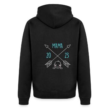 Mom 2023 pregnant with girl Boy Super Mama - Unisex Premium Organic Zip Hoodie - black - Back - Nico (187cm)
