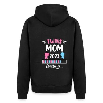 Twin Mom 2023 Twins loading Young Girls - Unisex Premium Organic Zip Hoodie - black - Back - Nico (187cm)