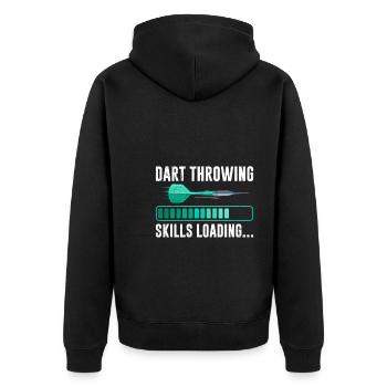 Dart Throwing Skills loading Darts Player Darts - Unisex Premium Organic Zip Hoodie - black - Back - Nico (187cm)