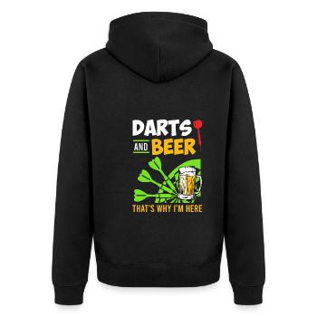 Darts an Beer thats why I am here - Unisex Premium Organic Zip Hoodie - black - Back - Nico (187cm)