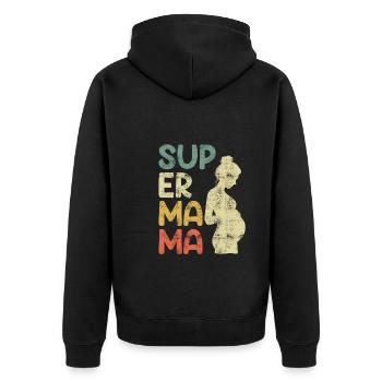 Super Mama schwanger Beste Mutter Kind - Unisex Premium Bio Zip Hoodie - Schwarz - Hinten - Nico (187cm)