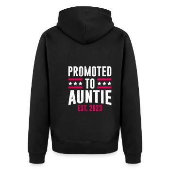 Promue tante 2023 Tu vas être une tante - Veste à capuche bio Premium Unisexe - noir - Dos - Nico (187cm)