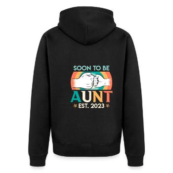 Ich werde Tante 2023 Bald Tante Beste Tante - Unisex Premium Bio Zip Hoodie - Schwarz - Hinten - Nico (187cm)