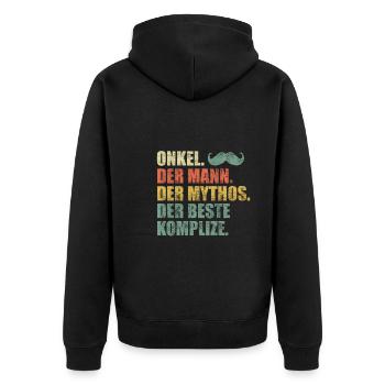 Onkel der Mann der Mythos der beste Komplize - Unisex Premium Bio Zip Hoodie - Schwarz - Hinten - Nico (187cm)
