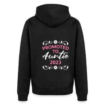 Promu tante 2023 Je vais être tante - Veste à capuche bio Premium Unisexe - noir - Dos - Nico (187cm)