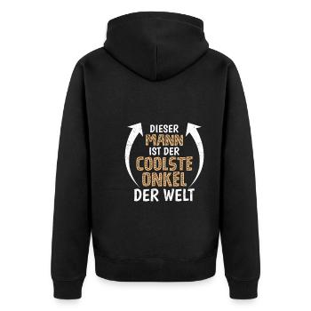 Dieser Mann ist der coolste Onkel der Welt - Unisex Premium Bio Zip Hoodie - Schwarz - Hinten - Nico (187cm)