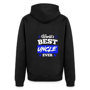 World s best Uncle ever Bester Onkel - Unisex Premium Bio Zip Hoodie - Schwarz - Hinten - Nico (187cm)