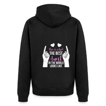 So sieht die beste Tante der Welt aus Coole Tante - Unisex Premium Bio Zip Hoodie - Schwarz - Hinten - Nico (187cm)
