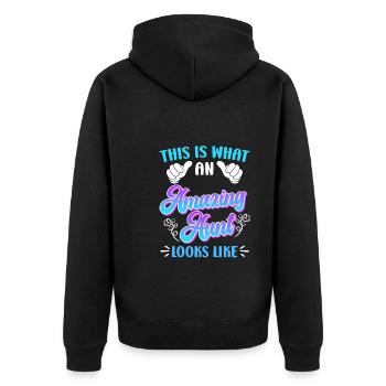 So sieht eine tolle Tante aus Nichte Neffe Tante - Unisex Premium Bio Zip Hoodie - Schwarz - Hinten - Nico (187cm)