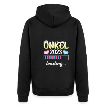 Onkel 2023 loading bester Onkel 2023 - Unisex Premium Bio Zip Hoodie - Schwarz - Hinten - Nico (187cm)