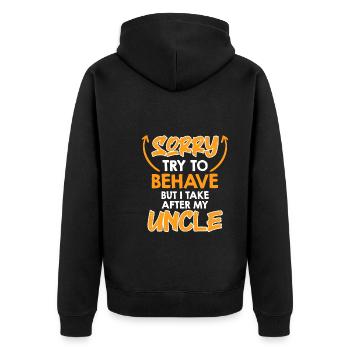 Essayez de me comporter - Veste à capuche bio Premium Unisexe - noir - Dos - Nico (187cm)