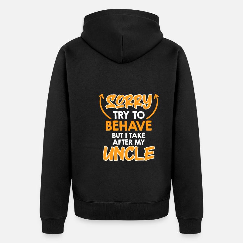 Versuche mich zu benehmen - Unisex Premium Bio Zip Hoodie - Schwarz