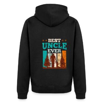 Bester Onkel ever Onkel - Unisex Premium Bio Zip Hoodie - Schwarz - Hinten - Nico (187cm)