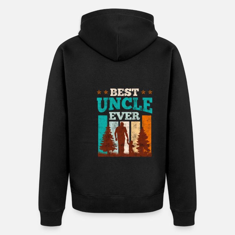 Bester Onkel ever Onkel - Unisex Premium Bio Zip Hoodie - Schwarz