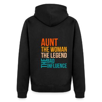 Légende et la mauvaise influence Meilleure tante - Veste à capuche bio Premium Unisexe - noir - Dos - Nico (187cm)