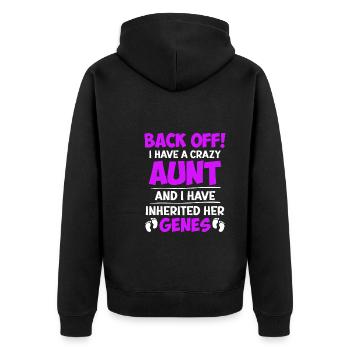 Attention j’ai les gènes de ma tante folle - Veste à capuche bio Premium Unisexe - noir - Dos - Nico (187cm)