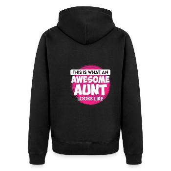 So sieht eine tolle Tante aus Beste Tante - Unisex Premium Bio Zip Hoodie - Schwarz - Hinten - Nico (187cm)