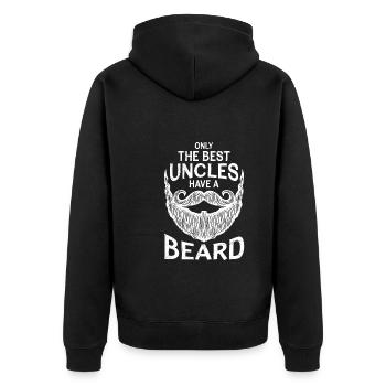 Die besten Onkel haben einen Bart Onkel - Unisex Premium Bio Zip Hoodie - Schwarz - Hinten - Nico (187cm)