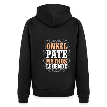 Onkel Pate Mythos Legende - Unisex Premium Bio Zip Hoodie - Schwarz - Hinten - Nico (187cm)