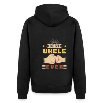 Best Uncle ever Vintage Uncle - Unisex Premium Organic Zip Hoodie - black - Back - Nico (187cm)
