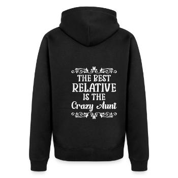 Die beste Verwandte ist die verrückte Tante - Unisex Premium Bio Zip Hoodie - Schwarz - Hinten - Nico (187cm)