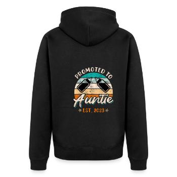 Promoted to Aunt Promotion Best Aunt - Unisex Premium Organic Zip Hoodie - black - Back - Nico (187cm)