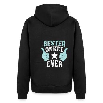 Bester Onkel ever - Unisex Premium Bio Zip Hoodie - Schwarz - Hinten - Nico (187cm)