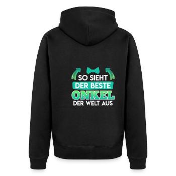 So sieht der beste Onkel der Welt aus - Unisex Premium Bio Zip Hoodie - Schwarz - Hinten - Nico (187cm)