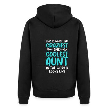Die coole Tante verrückte Tante beste Tante - Unisex Premium Bio Zip Hoodie - Schwarz - Hinten - Nico (187cm)