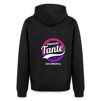 Premium Tante Das Original Tante Beste Tante - Unisex Premium Bio Zip Hoodie - Schwarz - Hinten - Nico (187cm)