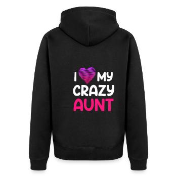 I love my aunt Ich liebe meine verrückte Tante - Unisex Premium Bio Zip Hoodie - Schwarz - Hinten - Nico (187cm)