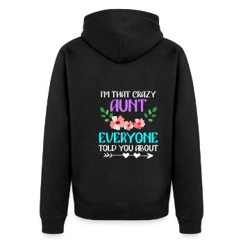 Verrückte Tante vor der alle warnen beste Tante - Unisex Premium Bio Zip Hoodie - Schwarz - Hinten - Nico (187cm)