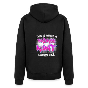 This is what a cool aunt from Bad As's aunt looks like - Unisex Premium Organic Zip Hoodie - black - Back - Nico (187cm)