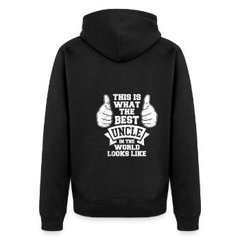 So sieht der beste Onkel der Welt aus Onkel - Unisex Premium Bio Zip Hoodie - Schwarz - Hinten - Nico (187cm)