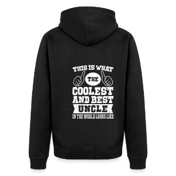 Coolste Onkel und Beste Onkel der Welt - Unisex Premium Bio Zip Hoodie - Schwarz - Hinten - Nico (187cm)