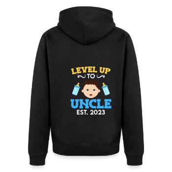 Niveau jusqu’à Oncle 2023 Oncle 2023 - Veste à capuche bio Premium Unisexe - noir - Dos - Nico (187cm)