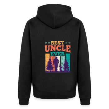 Bester Onkel ever Onkel - Unisex Premium Bio Zip Hoodie - Schwarz - Hinten - Nico (187cm)