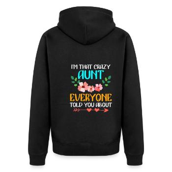 Verrückte Tante vor der alle warnen beste Tante - Unisex Premium Bio Zip Hoodie - Schwarz - Hinten - Nico (187cm)
