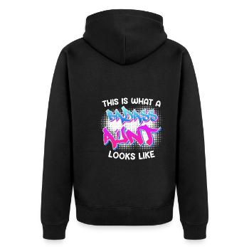 This is what a cool aunt from Bad Ass looks like Aunt - Unisex Premium Organic Zip Hoodie - black - Back - Nico (187cm)