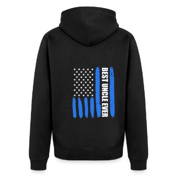 USA Onkel Bester Onkel - Unisex Premium Bio Zip Hoodie - Schwarz - Hinten - Nico (187cm)