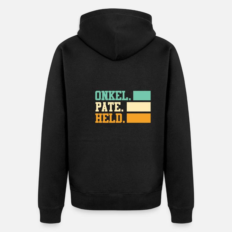 Onkel Pate Held Onkel - Unisex Premium Bio Zip Hoodie - Schwarz