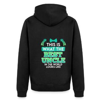 So sieht der beste Onkel der Welt aus - Unisex Premium Bio Zip Hoodie - Schwarz - Hinten - Nico (187cm)