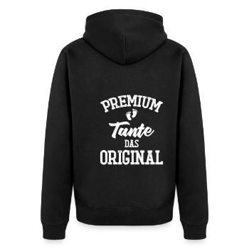 Premium Tante Das Original Familie Coole Tante - Unisex Premium Bio Zip Hoodie - Schwarz - Hinten - Nico (187cm)