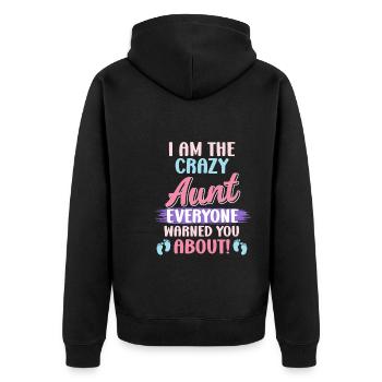 Die verrückte Tante vor der dich alle warnen Tante - Unisex Premium Bio Zip Hoodie - Schwarz - Hinten - Nico (187cm)