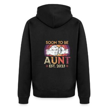 Ich werde Tante 2023 Bald Tante Beste Tante - Unisex Premium Bio Zip Hoodie - Schwarz - Hinten - Nico (187cm)