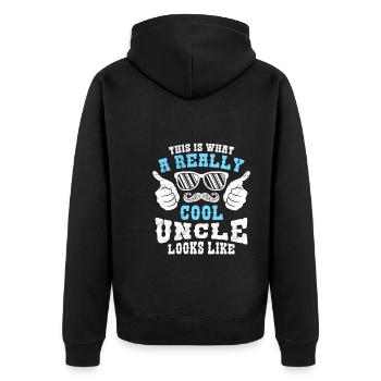 This is what a really cool uncle looks like - Unisex Premium Organic Zip Hoodie - black - Back - Nico (187cm)