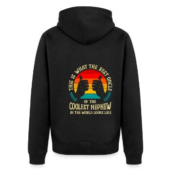 Bester Onkel des coolsten Neffen Onkel - Unisex Premium Bio Zip Hoodie - Schwarz - Hinten - Nico (187cm)