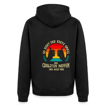 Bester Onkel des coolsten Neffen Onkel - Unisex Premium Bio Zip Hoodie - Schwarz - Hinten - Nico (187cm)