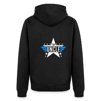 Top Onkel - Unisex Premium Bio Zip Hoodie - Schwarz - Hinten - Nico (187cm)